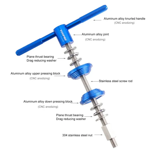 Imagen 2 del producto TOOPRE-Herramienta de instalación y extracción de auriculares de bicicleta, caja de dirección semiintegrada, horquilla, corona, espaciador, arandela, controlador de instalador