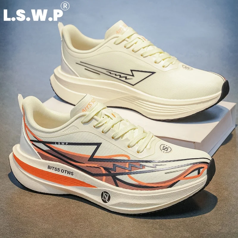 Men's Casual Sports Shoes, Trendy Men's Racing Running Shoes, Breathable Fly-Knit Mesh with High Elasticity and Cushioning, Thick Sole, Non-Slip and Wear-Resistant Sole, Suitable for Marathon, Long-Distance Running, Fitness Training, Daily Commuting, Casual Men's Shoes, Available in Multiple Colors