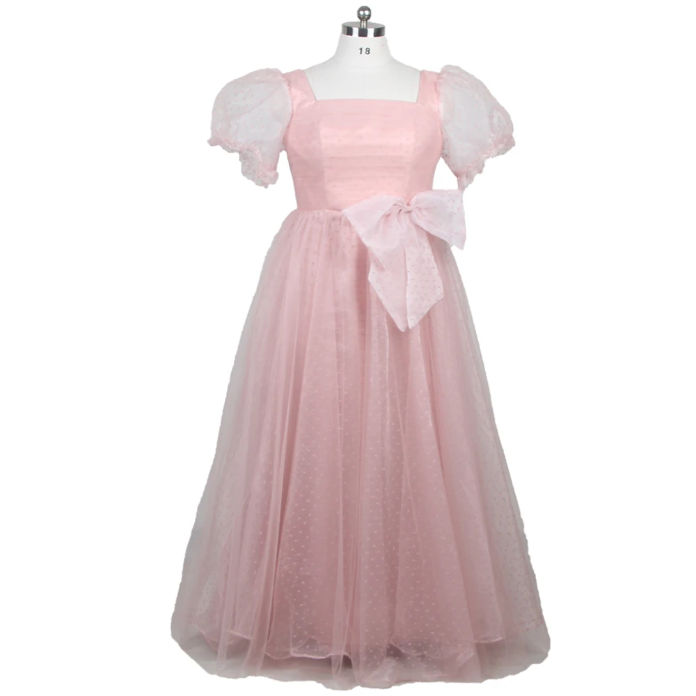 

Feelingarden Evening Dress Pink Lace Up Tulle Square Collar Short Sleeve Plus Size Floor Length A-Line Women Party Dresses B1329