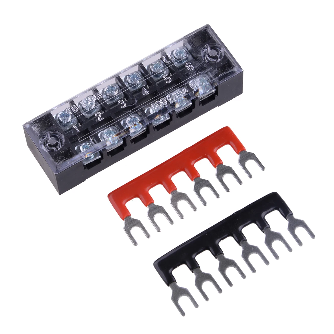 5 Sets 15A 600V Car Auto Marine Power Distribution Bus Bar Dual Row 6 Position Terminal Block Barrier Strip Replacement