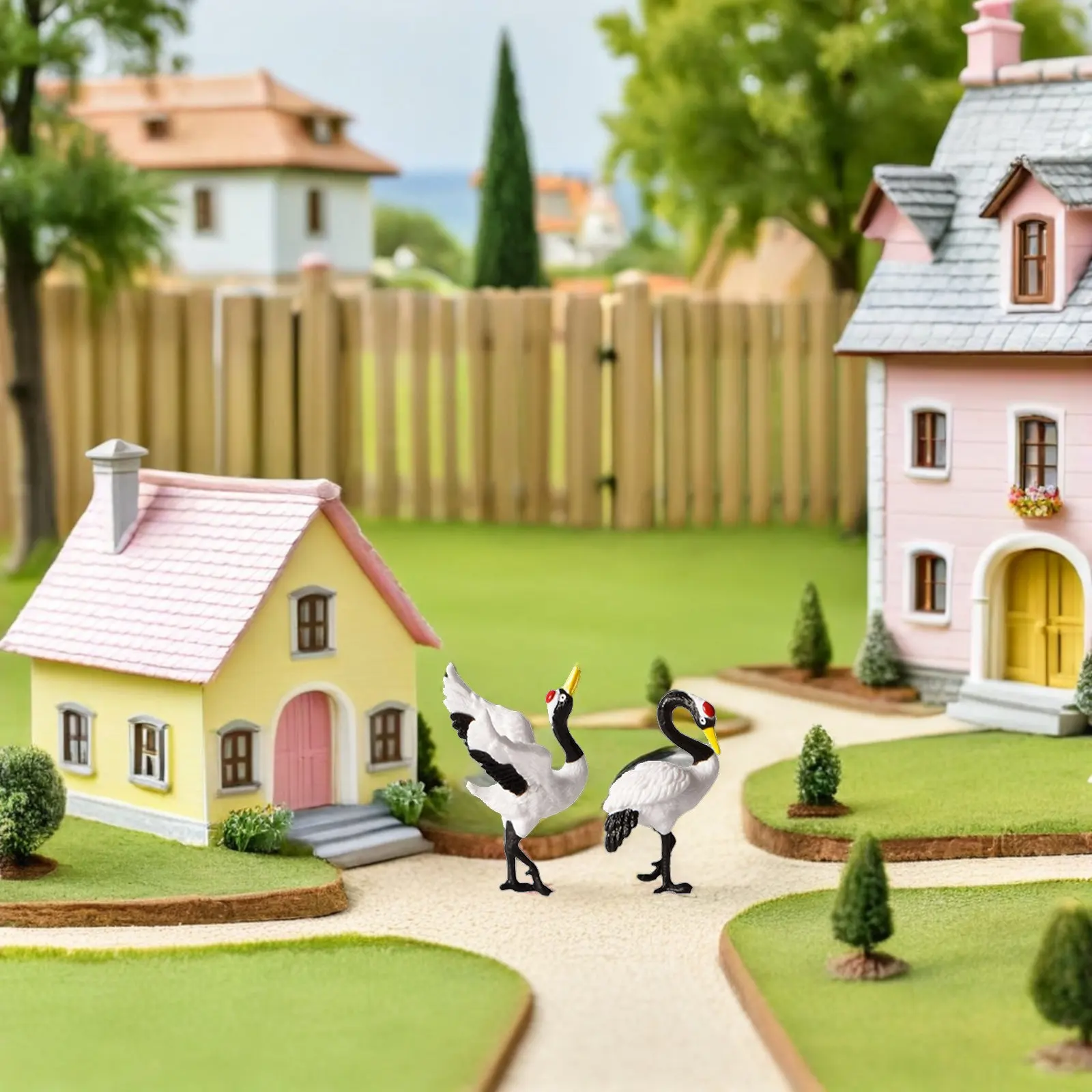 6Pcs Miniature Red Crowned Crane Resin Sculpture Artificial Bonsai Accessories Garden Micro Landscape Indoor Decorative Crane