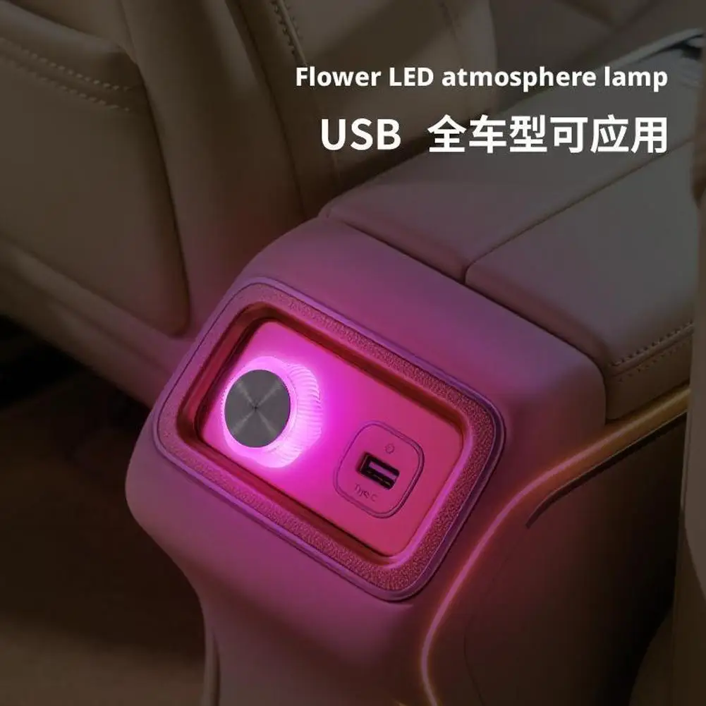새로운 자동차 USB 분위기 조명 인테리어 LED 자동차 분위기 무선 조명 장식 다채로운 밤 자동차 조명 X0R4