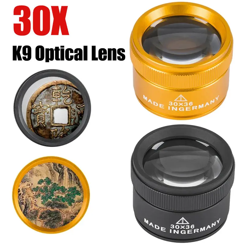 30-fache 36mm HD-Lupe aus optischem Glas, Taschenlupe, Handlupe für Münzen, Briefmarken und Schmuck, Monokularlupe