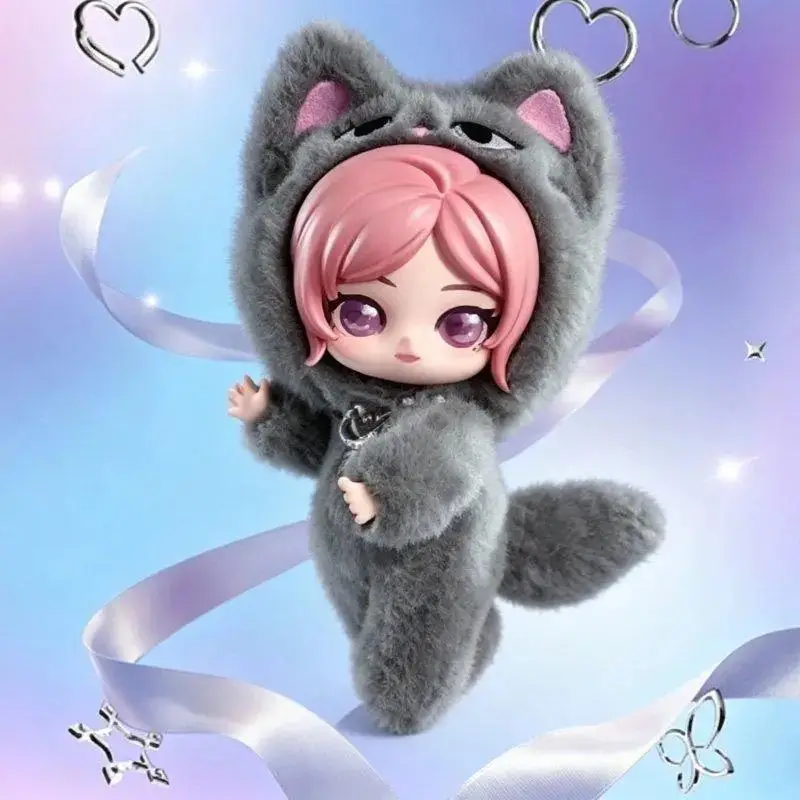 

New Hot Tcv Popmart Aespa Fluffy Club Plush Blind Box Kawaii Keychain Doll Mystery Box Collectible Desktop Decor Birthday Gifts