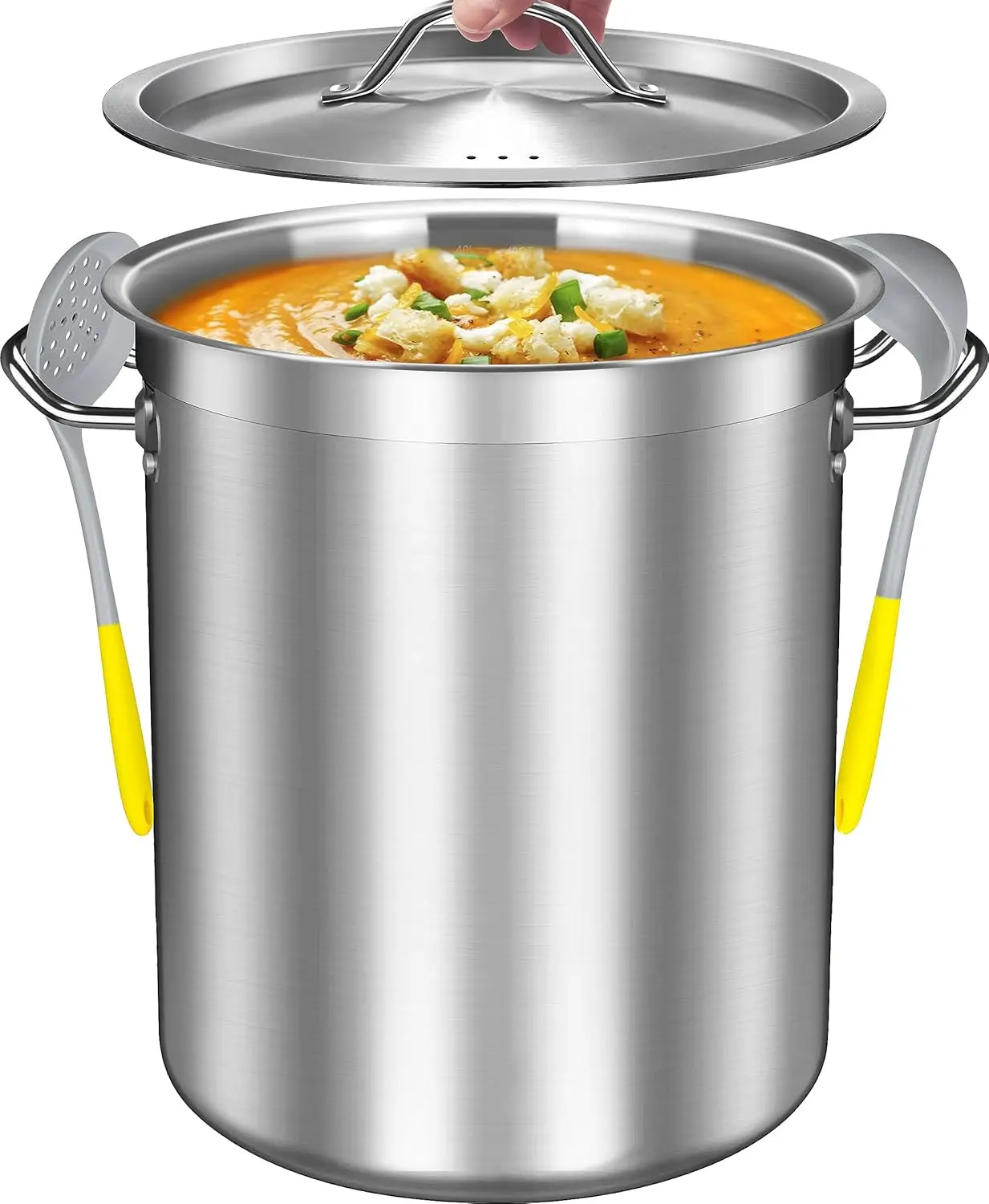 

Pot with Lid - 40 Quart Stainless Steel Stockpot Heavy Duty Cooking Pot, Soup Pot with Lid, Big Pots for Cooking