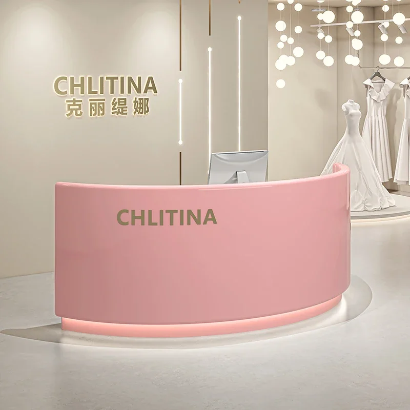 Business Reception Furniture Women's Clothing Store Bar Counter Arc Guide Table Company Front Desk Training Reception Desk Home