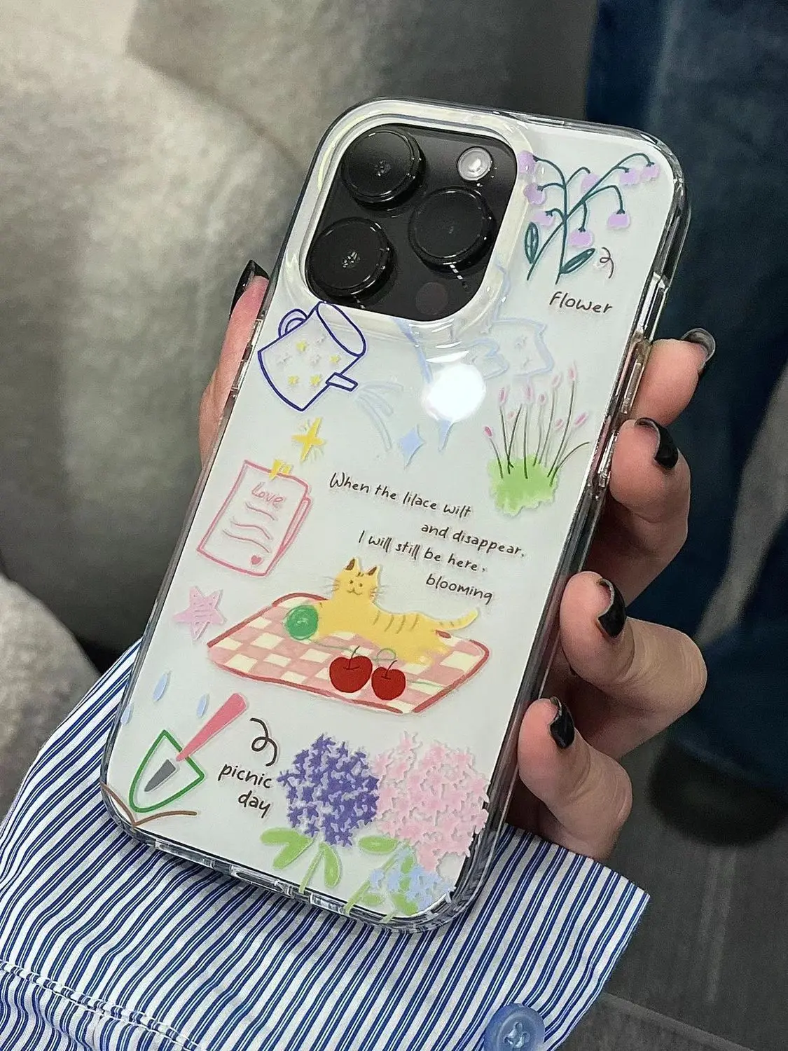 Funda para Teléfono con Diseño de Gatito de Picnic, Estilo Ins, Colorida, para iPhone 17 AIR 16 15 14 13 12 11 PRO MAX PLUS, a Prueba de Polvo