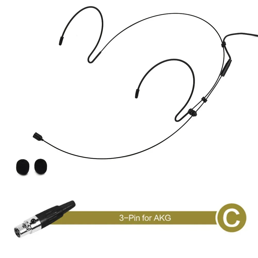 Double Earhook Headset Mic Headworn Microphone For For Wireless With 2* Microphone Cover