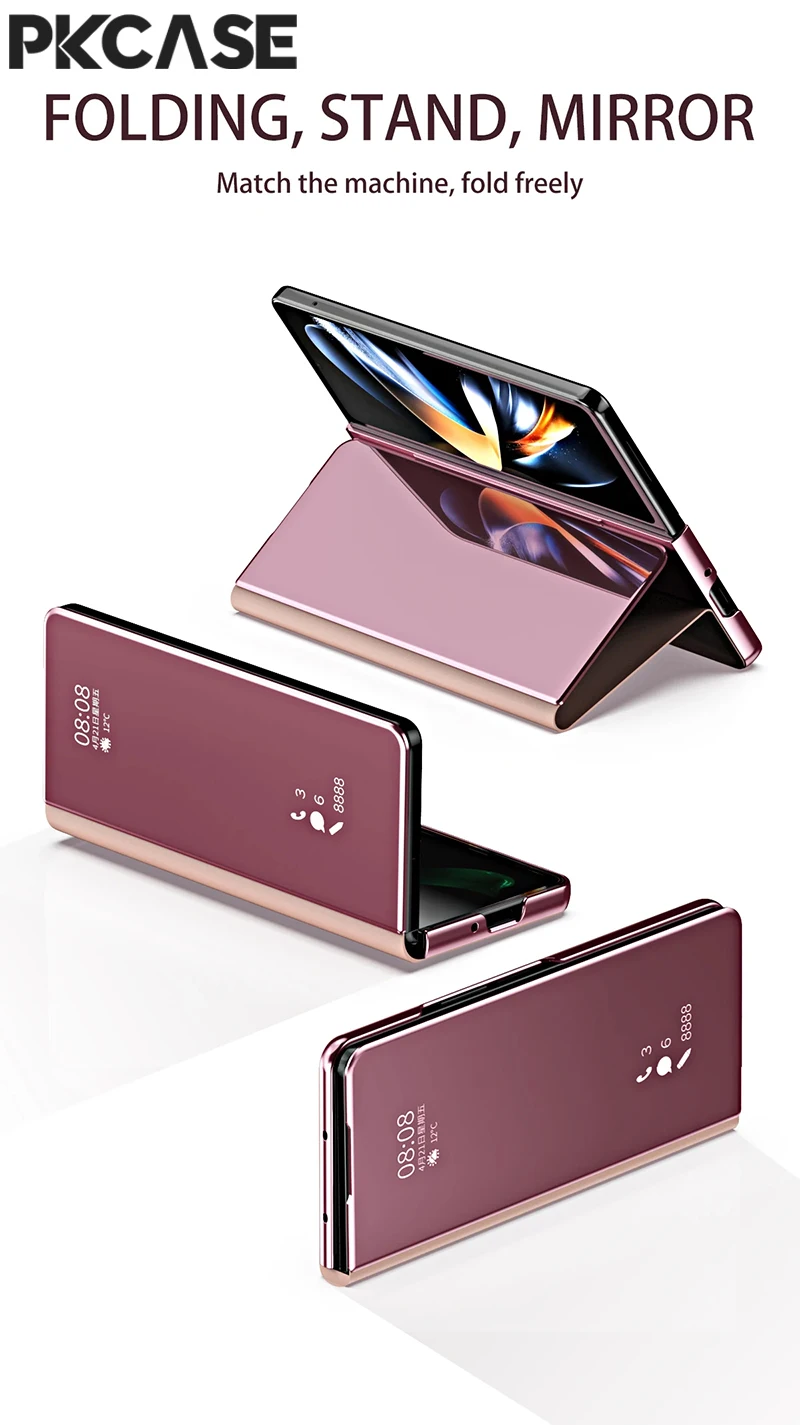 PKCASE Smart Mirror Flip Handyhülle für Samsung Galaxy Z Fold 8 Ultra Z Fold 7 Z Fold 6 Z Fold 5 Z Fold 4 Z Fold 3 Lederhülle – Detail 3