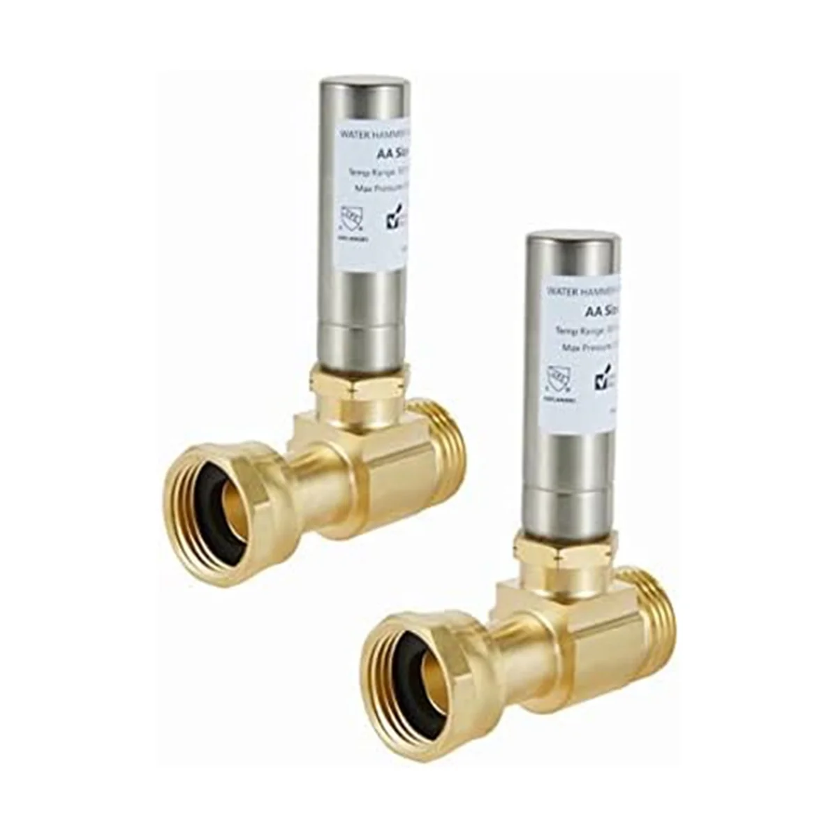 

EQAZ-S-241 Stainless Steel Water Hammer Eliminator for Washing Machines, 3/4 Inch Rotary Joint, 2PCS