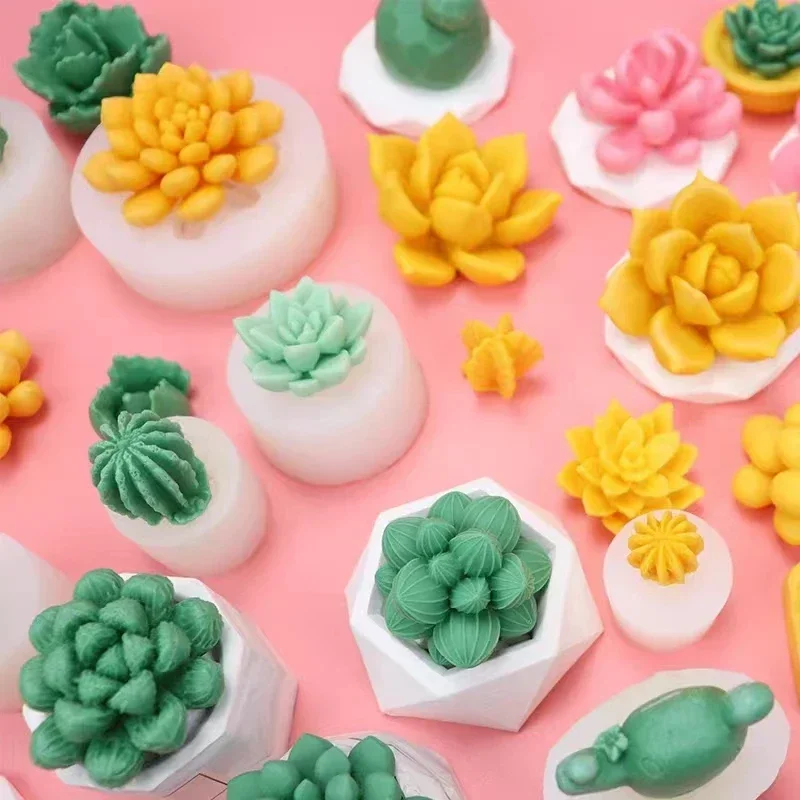 Cake Soft Candy Chocolate Silicone Mold Succulent Plants DIY Handmade Soap Making Scented Candle Mold 3D Resin Art Tools