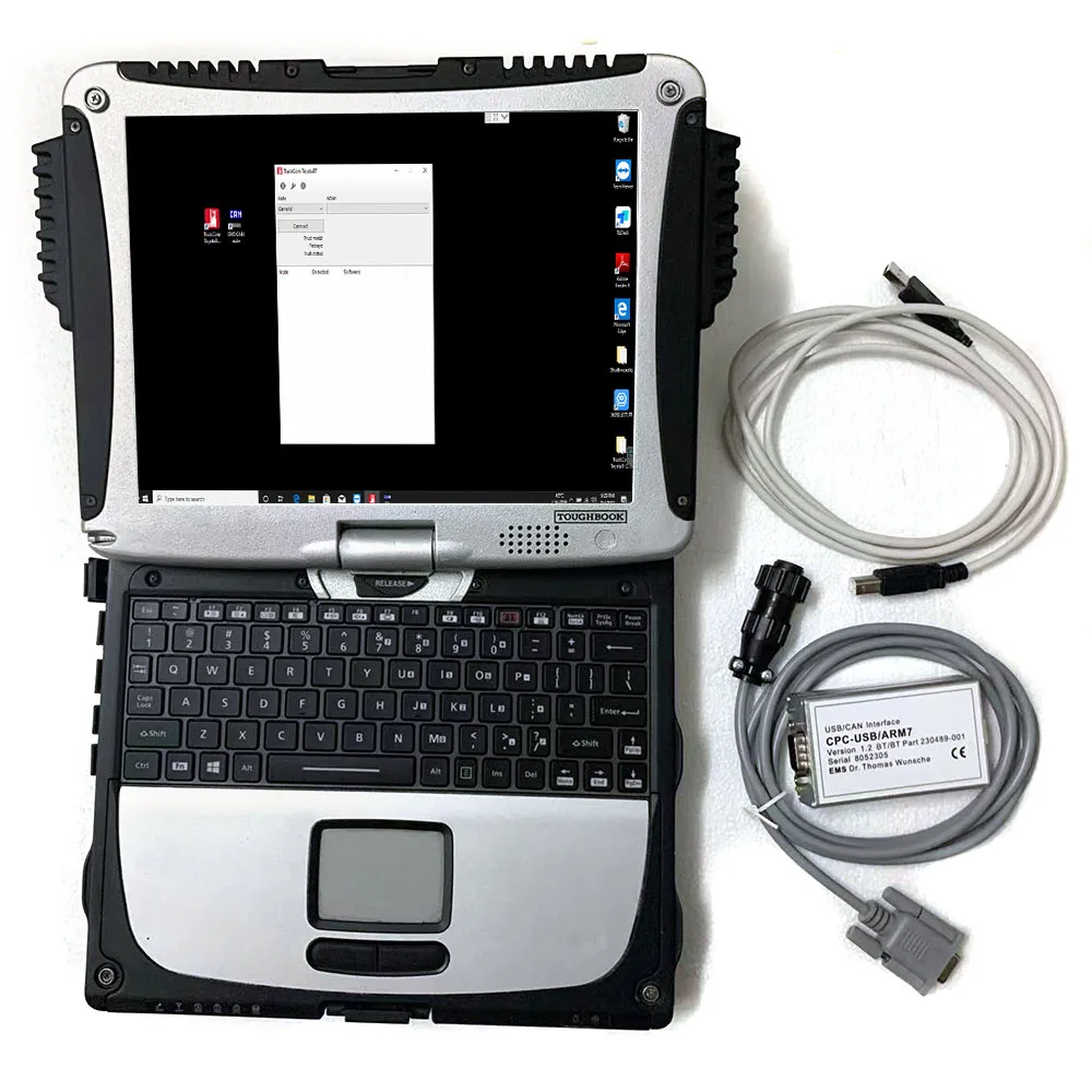 TruckCom ToyotaBT For Toyota BT EMS CAN suite Service Communication Interface ARM7 forklift truck diagnostic tool+CF19 laptop