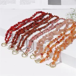 Red Chip Stone Choker Irregular Natural Carnelian Agates Coral Quartzs Gem Necklace Reiki Bohemian Jewelry Gift For Women Men