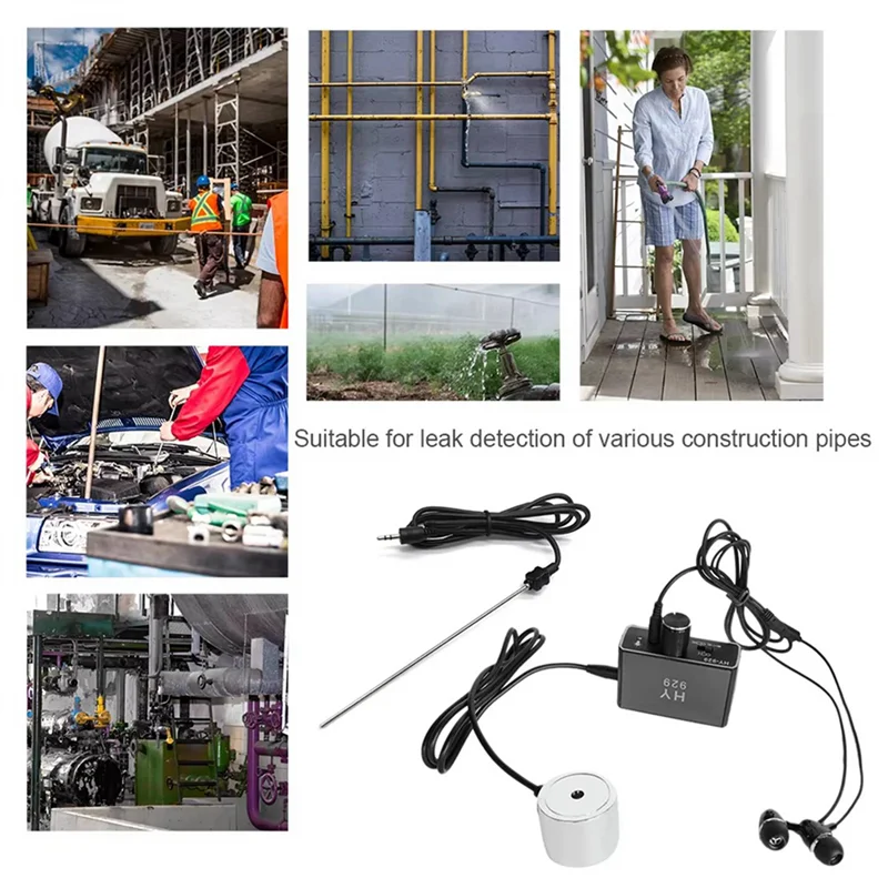 Kit tester per monitor di perdite di tubi con sensore rilevatore di perdite di tubi dell'acqua 4X con doppia sonda Localizzatore di condutture per auricolari EU