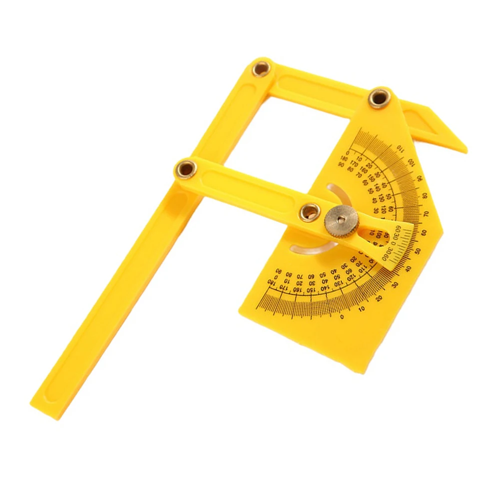 Plastic Goniometer Angle Finder Protractor 0-180 Degree Miter Gauge For Woodworking Engineering Model Making Yellow 15.5x9cm