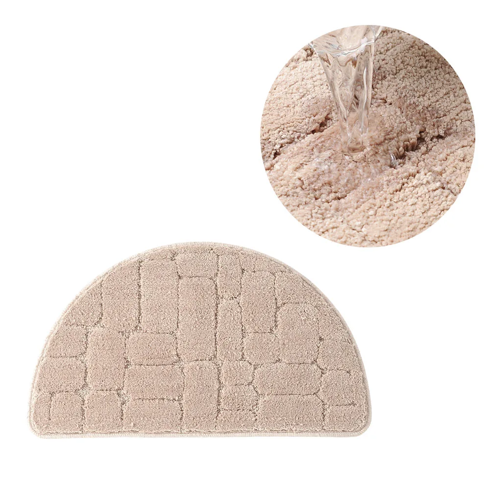 

1pc Fiber Absorption Semicircle Door Mat Bath Mat Semicircle Doormat Kitchen Room Use Light Camel Color