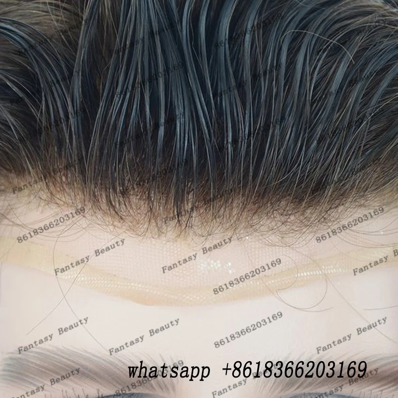 Breathable Comfort Q6 Swiss Lace Front Virgin Human Hair Men Toupee 1B80 1B30 Grey Old Man Hair Prosthesis Capillary Natural Wig