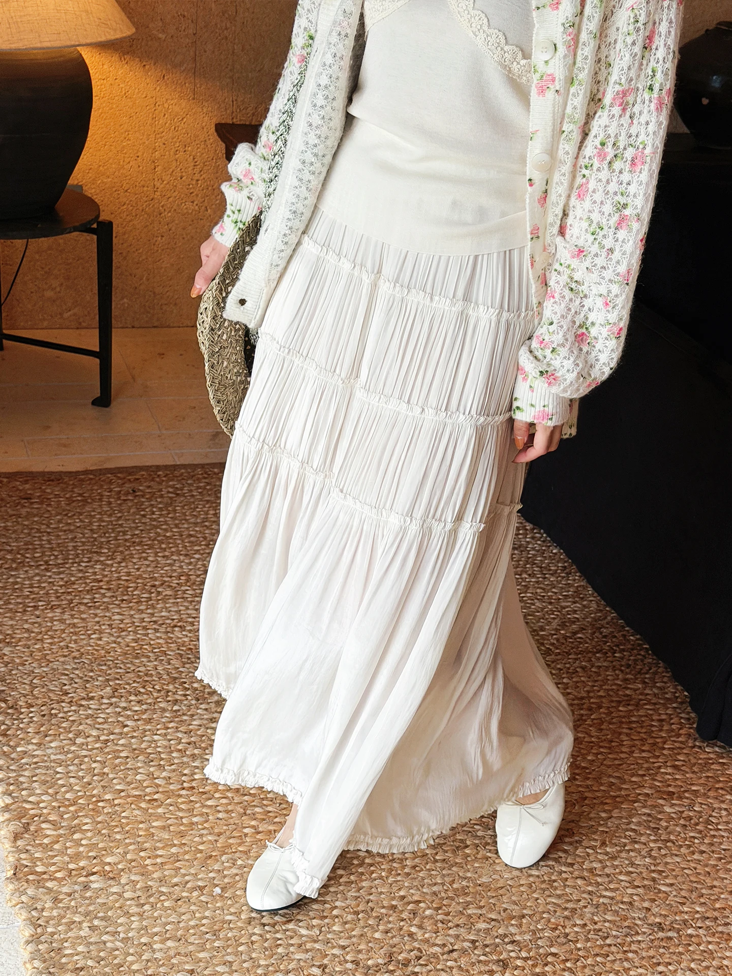 

Юбка-полусолнце Muguet De Mai в балетном стиле с богатой отделкой, женская, весна-лето, свободная, струящаяся, с разрезами, А-силуэт