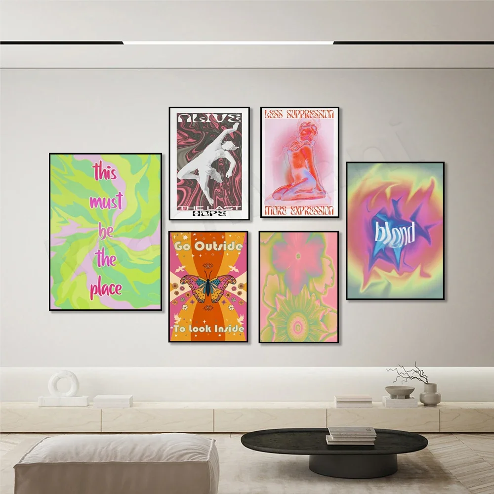 Spiritual Affirmation Art Print, Halo Gradient Print, Y2K Aesthetic, Y2K 70's Fashion Decor Poster, Hippie Print Poster