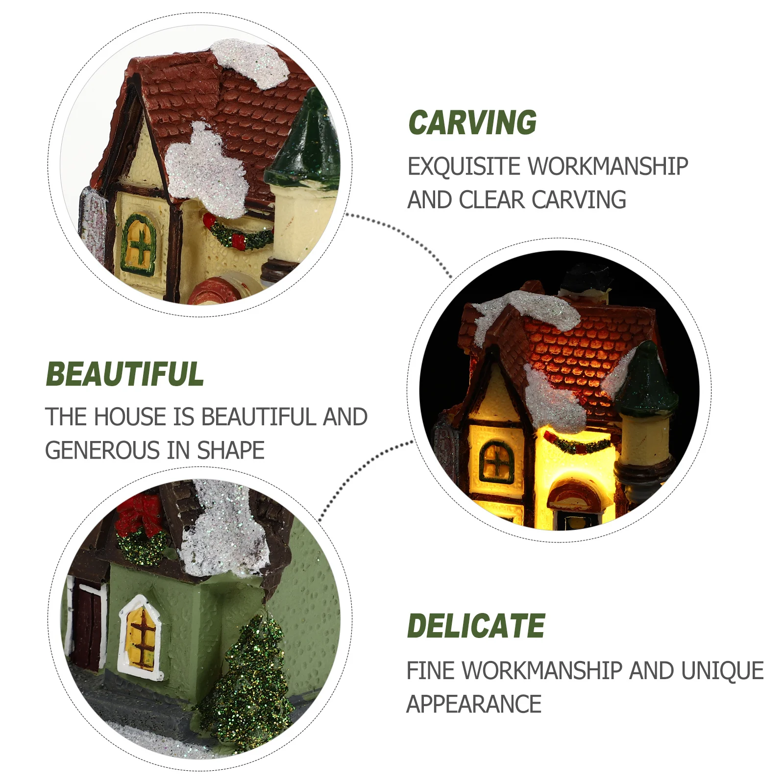 

4Pcs Miniature Resin Christmas Ornament Luminous Micro Decor for Holiday Festive Xmas Adornment