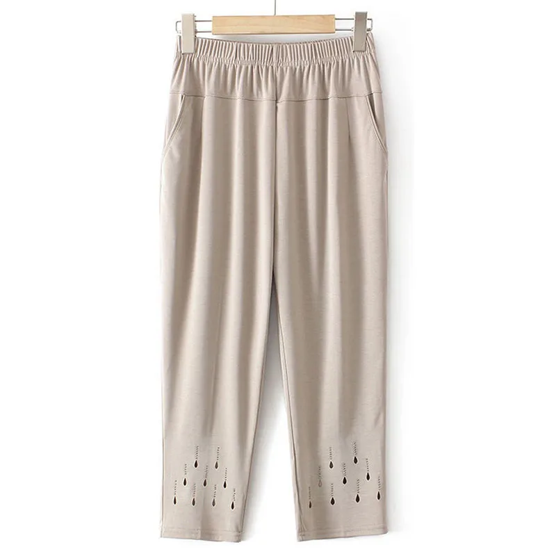 Mom Women's Casual Pants 2025 Summer Thin Middle-aged Elderly High Waist Breathable Straight Pants Ladies Loose Granny Pants.