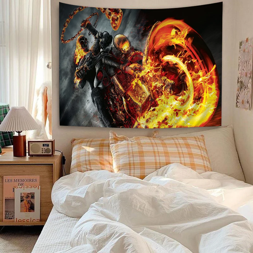 G-Ghost R-Rider Printed Large Wall Tapestry Art Science Fiction Room Home Decor Decor Blanket