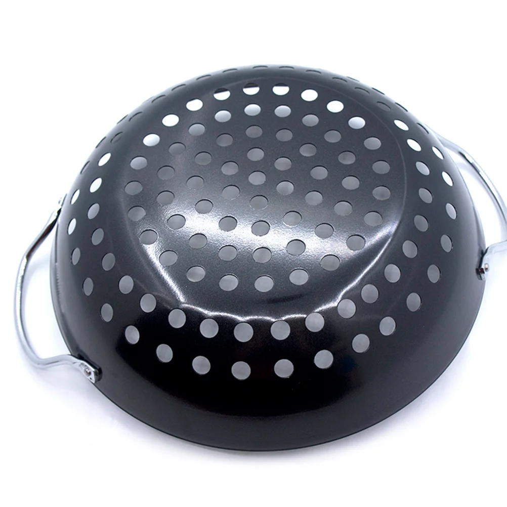 

Barbecue Plate Round Metal Non-Stick Grill Pan Roast Pan Handle for Meat Vegetable Fish Shrimp Outdoor Barbecue Cooking
