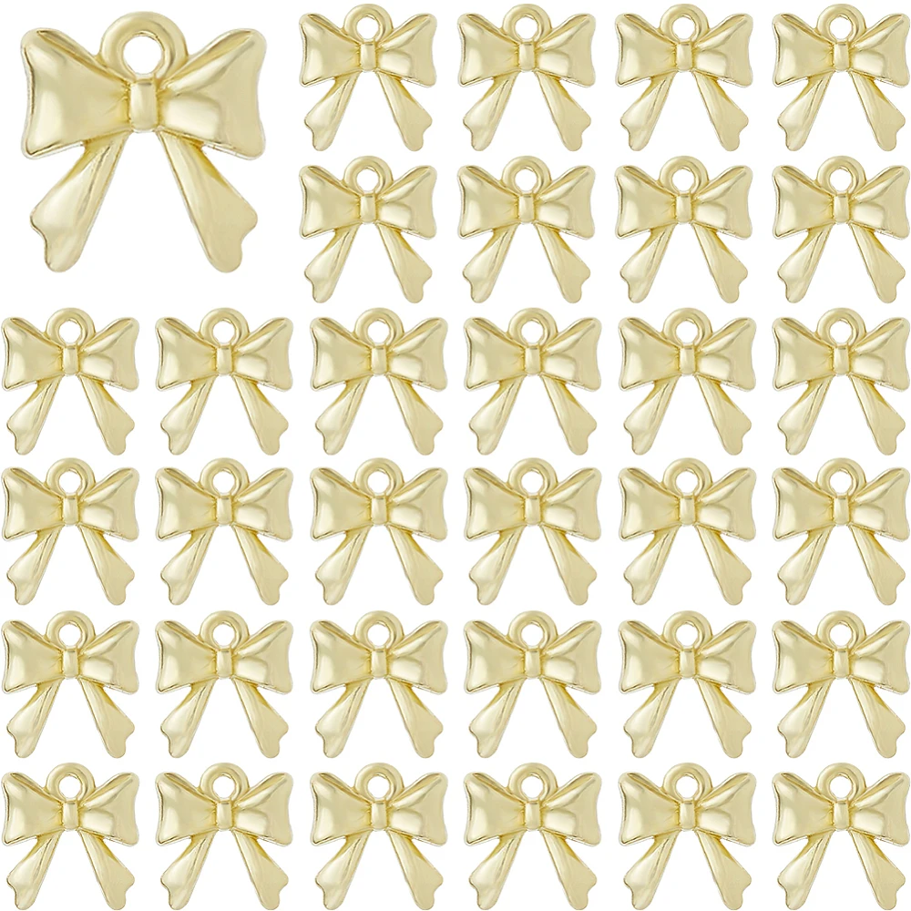 60Pcs Bowknot Charms Bulk Alloy Charms Golden Tie Charm Cute Bowtie Pendants Metal Bowknot Pendants for DIY Craft Earring