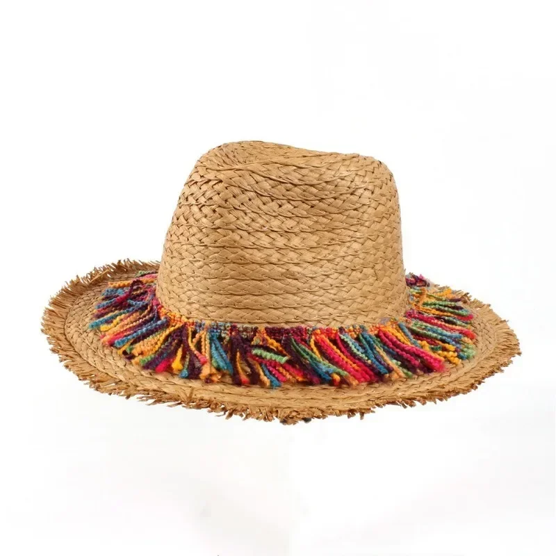 1PCS Straw Hat  Female Beach Hats Women Color Tassel Summer Straw Outdoor Sun Hats for Women Summer Hats for Women Sun Hat