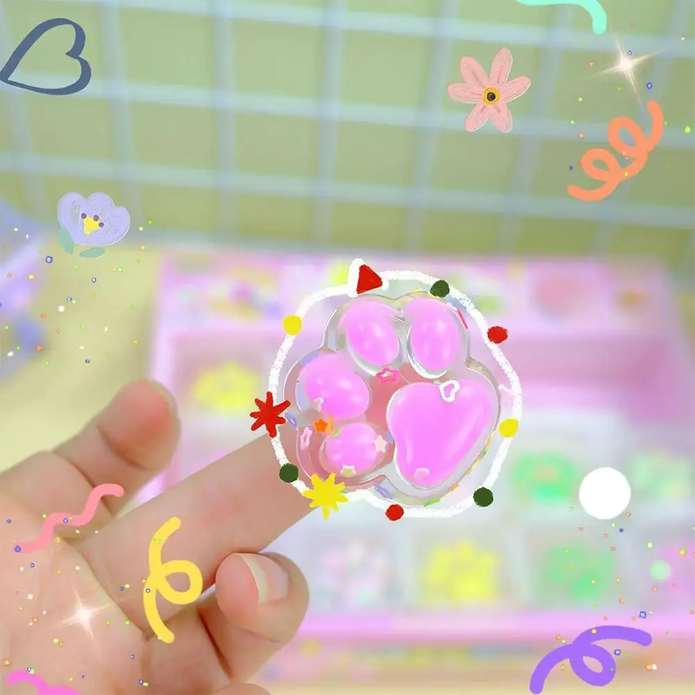 Zampa di gatto con paillettes Pizzico per bambini Decompressione Rimbalzo lento Morbido elastico Spremitura Zampa di gatto Giocattolo da spremere morbido Regali adorabili per bambini