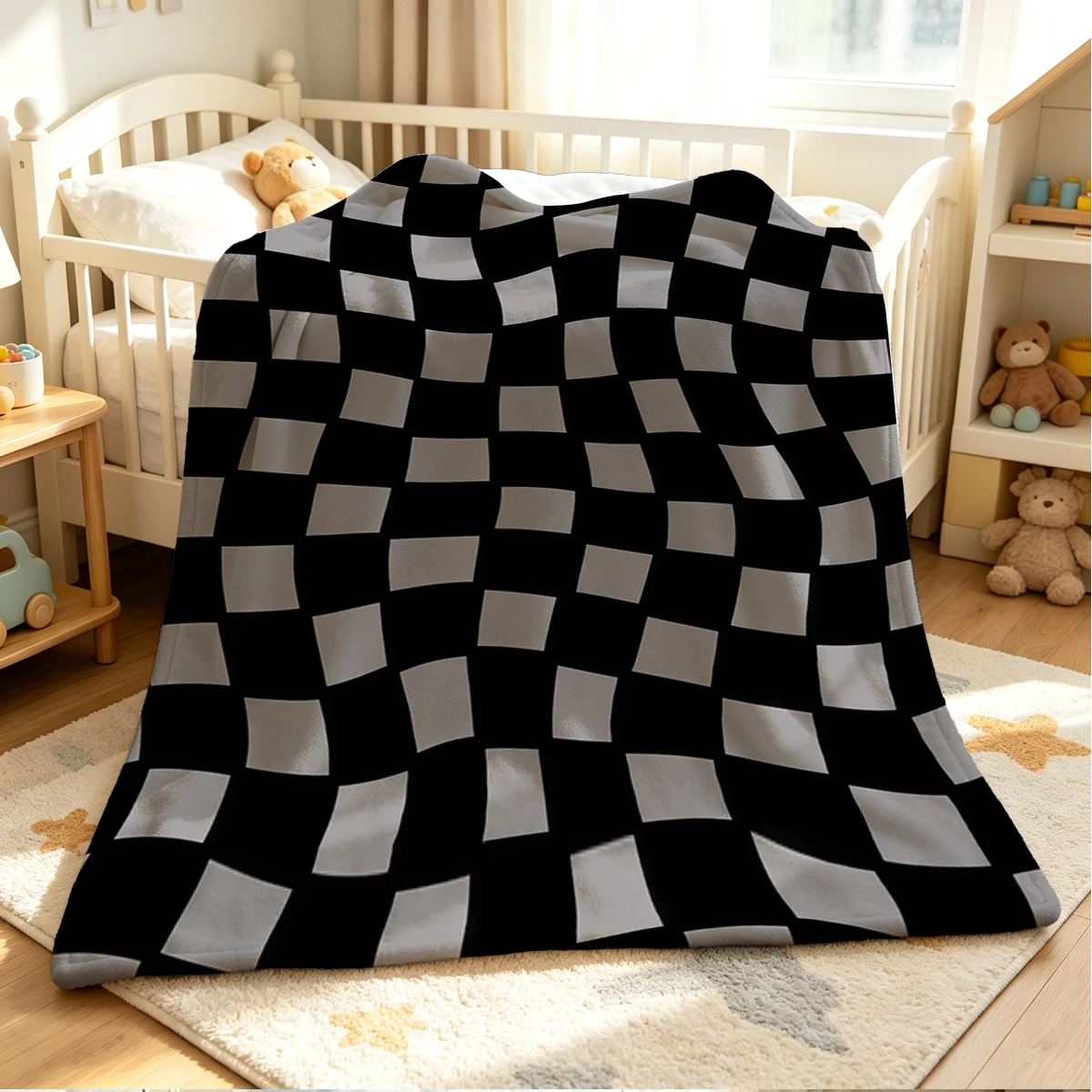 Warp Check Flannel Blanket Warm Soft Halloween Christmas Couch Warm Cozy Decorative Decor Gift for All Season