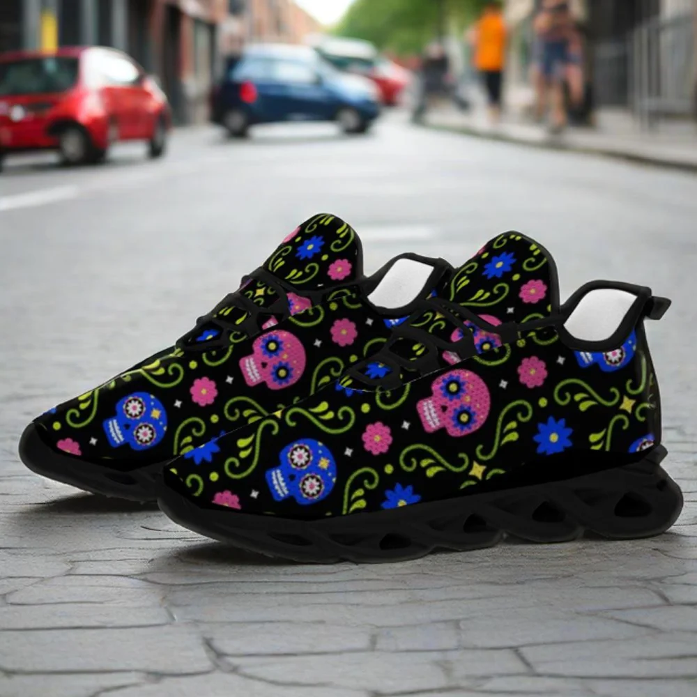 

Customizeb Mexico skull stripe print casual sports shoes for men and women, lightweight and breathable running shoes