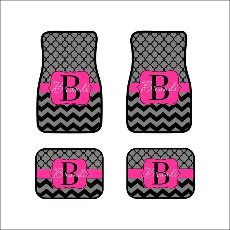 

Monogram Car Floor Mats Front Car Mats Rear Car Mat Custom Car Mats Personalized Car Gift Sweet 16 Gift Black Gray Chevrons Hot