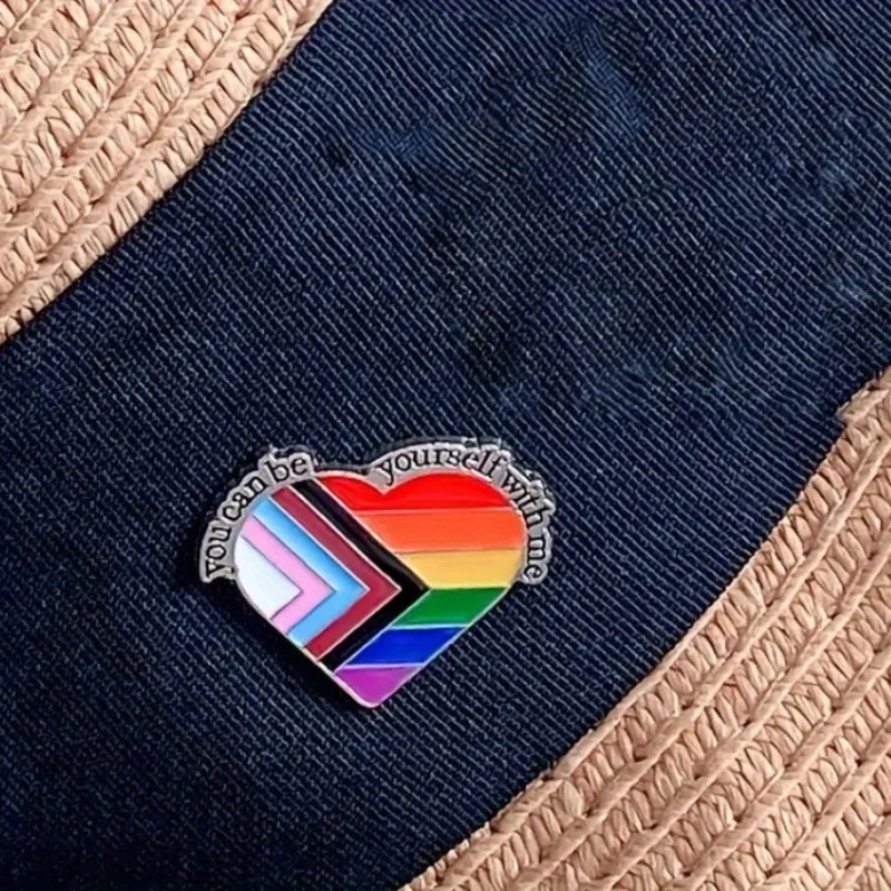 Enamel Pins Custom Rainbow Color Love Heart Shape Brooch Lapel Badges Jewelry Gift