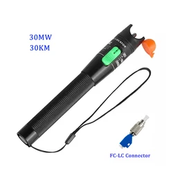 VFL 30MW/20MW/10MW/5KM localizzatore di guasti visivo Tester per cavi in fibra ottica gamma 5-30KM luce Laser rossa tipo penna SC/FC/ST FTTH