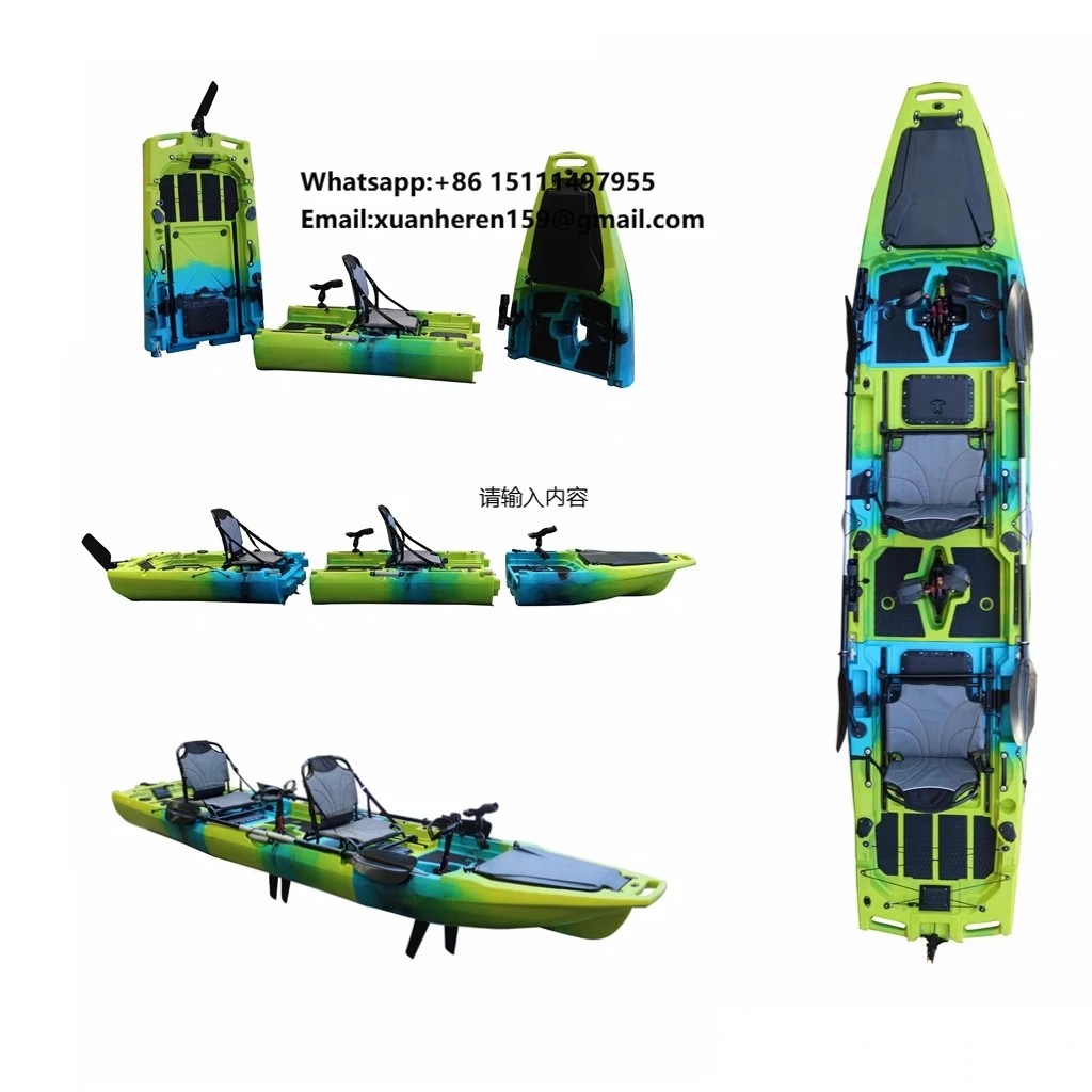 Kayak Modular Personalizado con Casco de HDPE, Accionamiento a Pedal, para Dos Personas, Entretenimiento Acuático y Pesca, Capacidad para 1 Persona