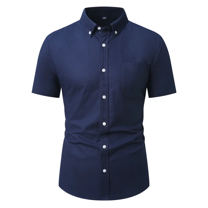 

Summer New Men's Slim Fit Short Sleeve Shirt Business Turn-down Collar Top