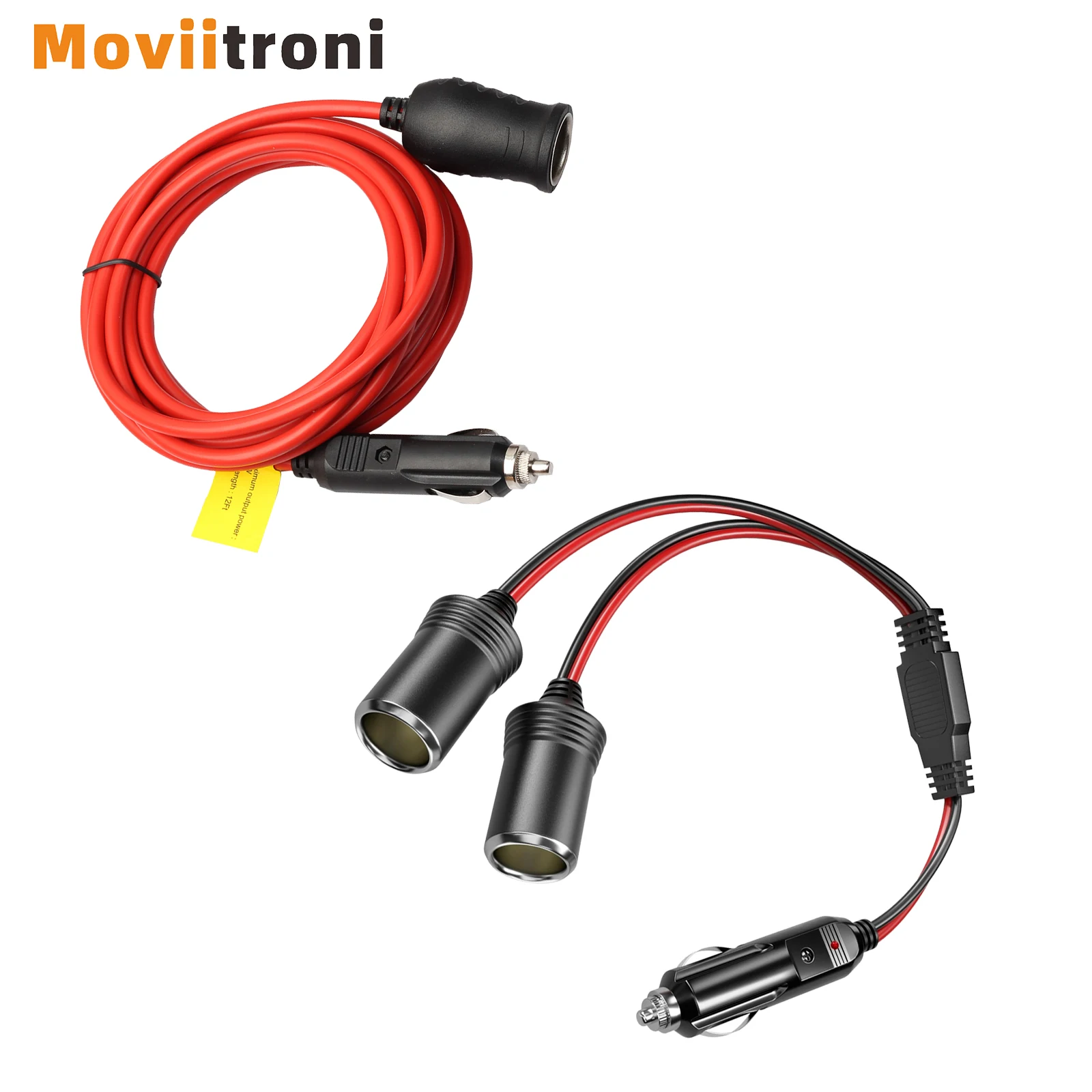 3.6M 1 to 2 Car Cigarette Lighter Splitter Extension Cord Cable Adapters 12V/24V