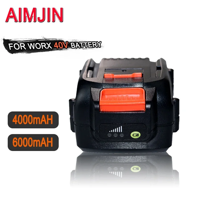 

40V 4000/6000mAH Replacement Portable Rechargeable Lithium-Ion Large-Capacity Battery, Suitable for Worx Power Tool Battery