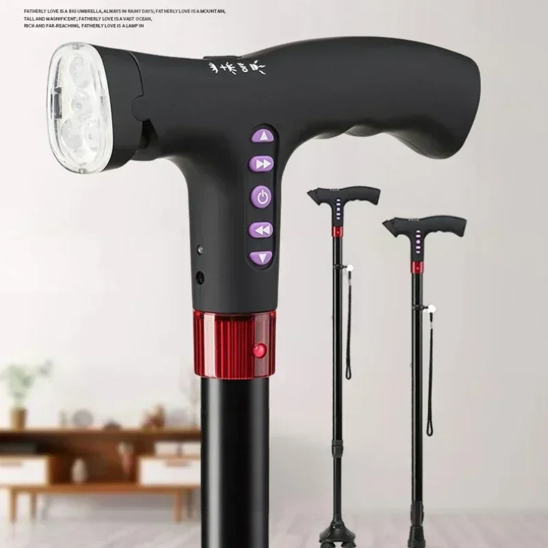 

Radio/MP3 Equipped Hiking Cane, Multi-Functional Telescopic Walking Stick, Adjustable and Stable Non-Slip Elderly Crutch