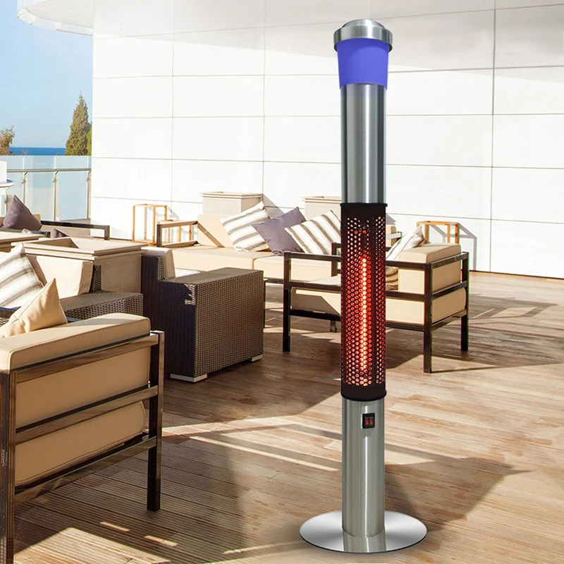 Ruby Red Heating tube prevention of dumping patio outdoor heater with blue tooth speaker LED light