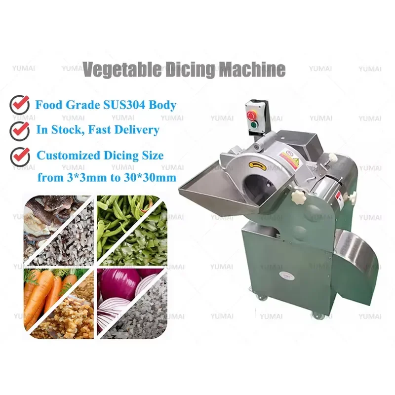 Industrial Automatic Fruit Papaya Pineapple Cutting Root Vegetable Onion Potato Tomato Cube Dicing Chopper Machine