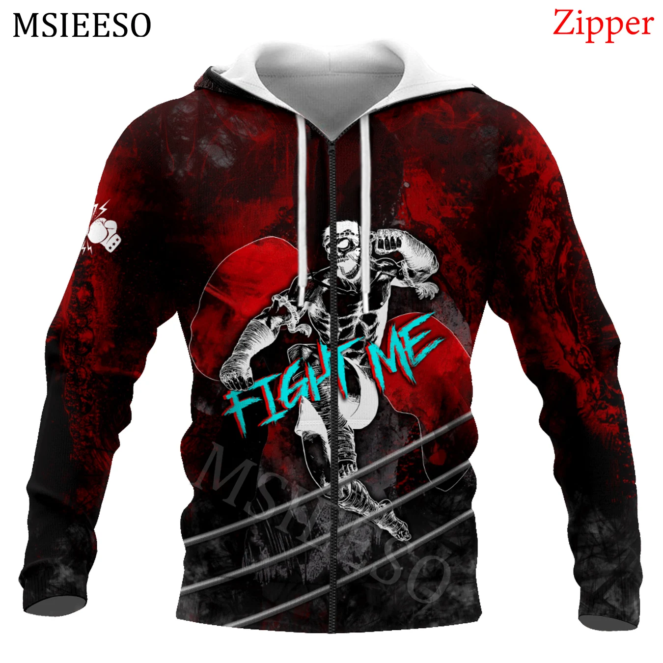 MSIEESO-Homens Lute Me Muaythai Kickboxing Hoodie Estampado Gráfico, Moletom Outono, Streetwear Unissex, Jaqueta com Zíper, Pulôver Casual