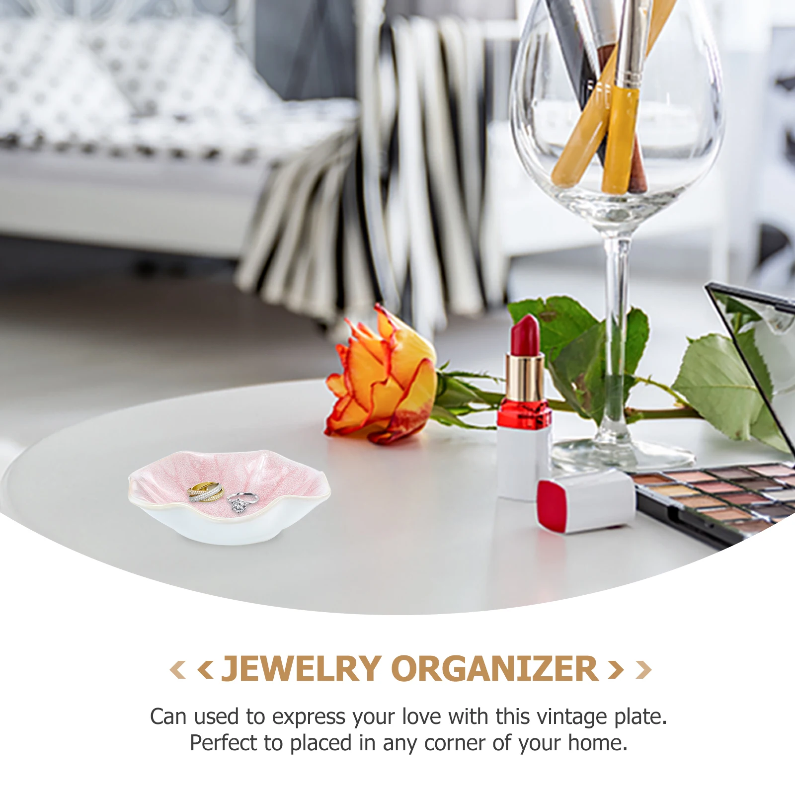 Ceramic Jewelry Plate Vintage Lotus Leaf Small Storage Organizer Ring Bracelet Display Holder Jewelry Plate Bracelets Holder
