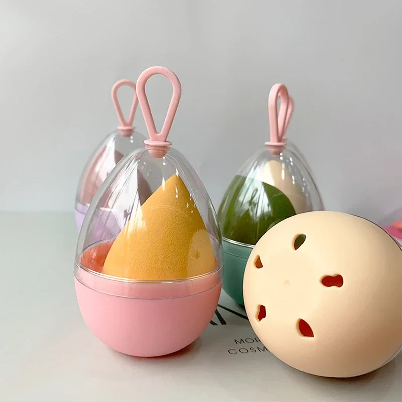 Empty Transparent Puffs Drying Box Storage Case Portable Sponge Stand Cosmetic Egg Shaped Rack Makeup Blender Puff Holder