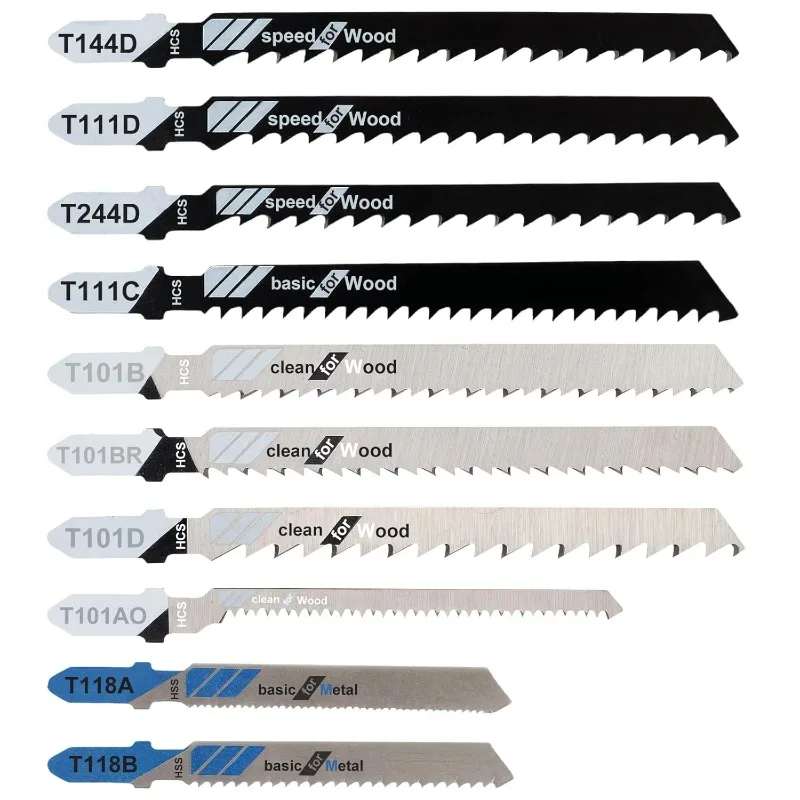 T-Shank Jig Saw Blade Set High Fine&Coarse Teeth Carbon Steel Replacement Jigsaw Blades for Wood Plastic Metal Wood Cutting Tool - view 2