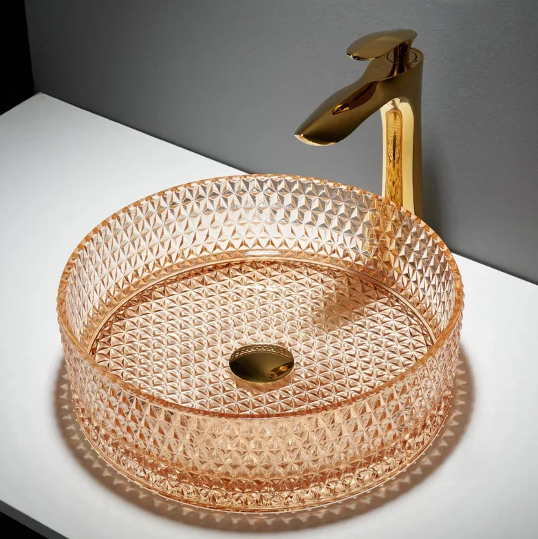 

Crystal Glass Table round Wash Art Inter-Platform Bathroom Wash Wash Hotel Inter-Platform Basin