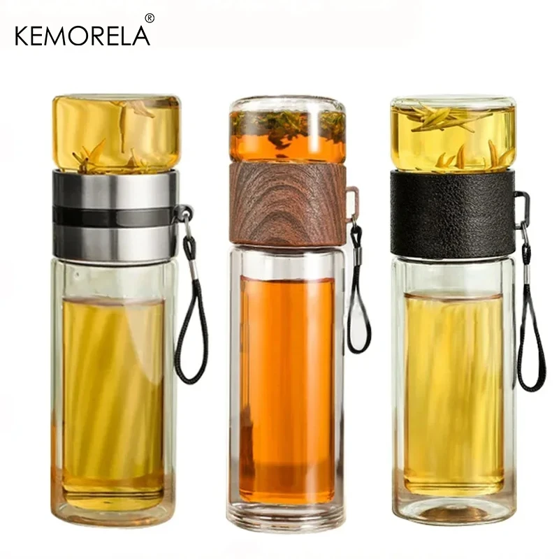 Glass Water Portable Bottle Double Wall Thermal Tea Water Separation Glass Mug High-End Simple Insulation Creative Drinking Cup