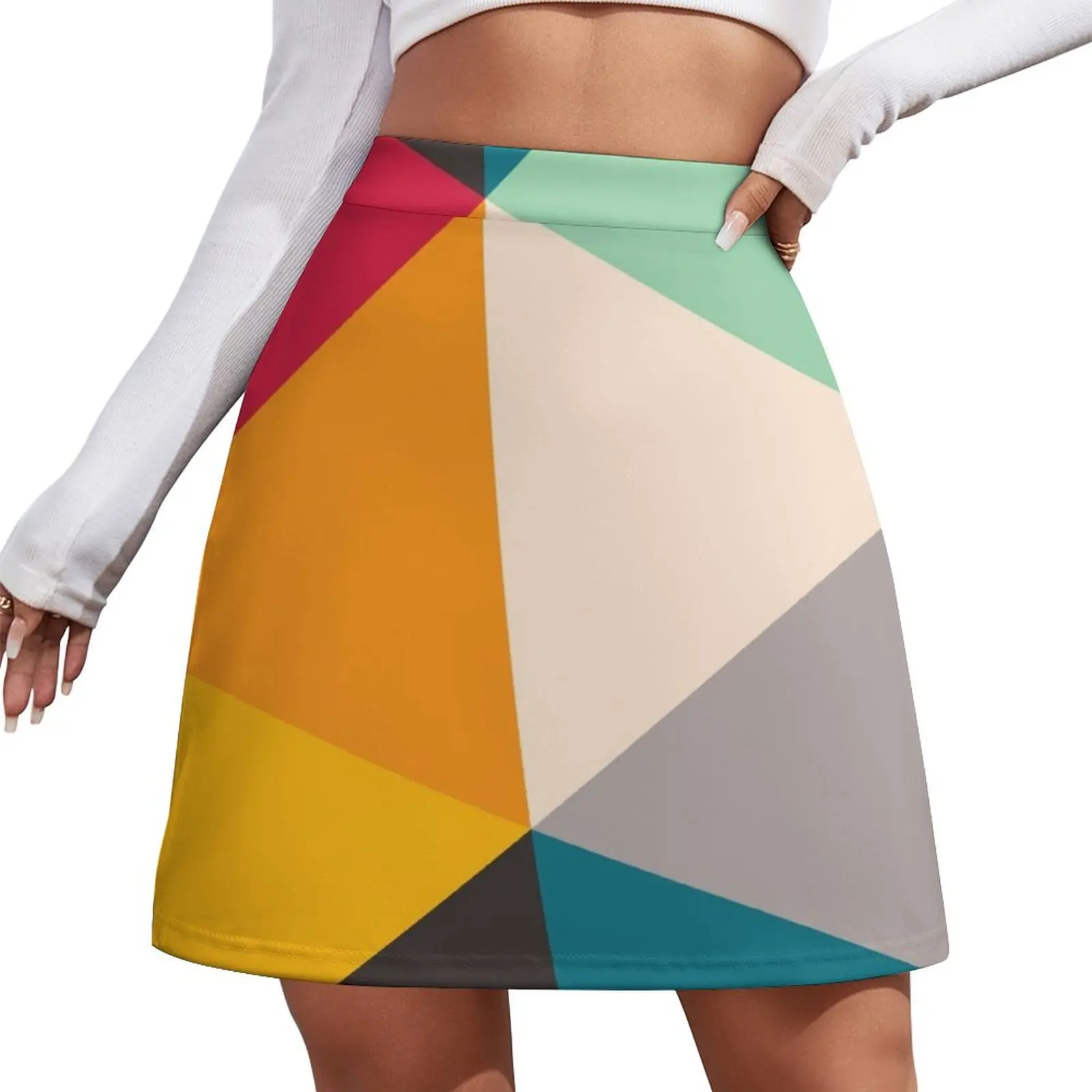 

Colourful Geometric Triangles (2012) Mini Skirt night club women Women's skirts skirts for woman