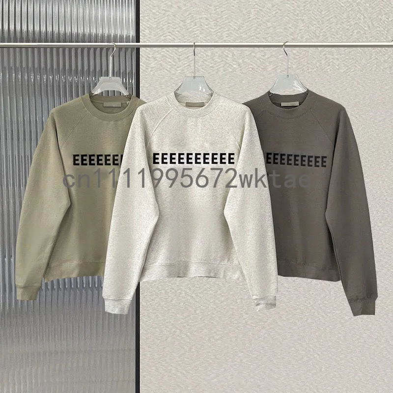 

Модный мужской свитер 23SS: роскошный пуловер с двойным рядом флокированных букв, круглым вырезом, свободный крой, в стиле High Street, для пар, толстовка-худи